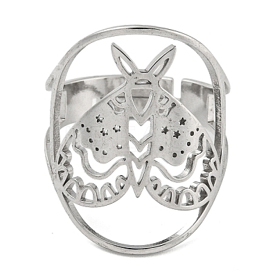 Non-Tarnish 304 Stainless Steel Moth Adjustable Rings LS-RJEW-G306-01P-1