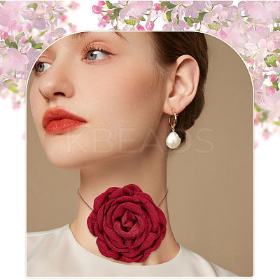 4Pcs 4 Colors Polyester 3D Flower Wrap Choker Necklaces for Women NJEW-SP0001-13-1