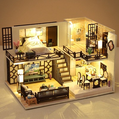 Handmade DIY Wooden Dollhouse Kit DIY-H103-01-1