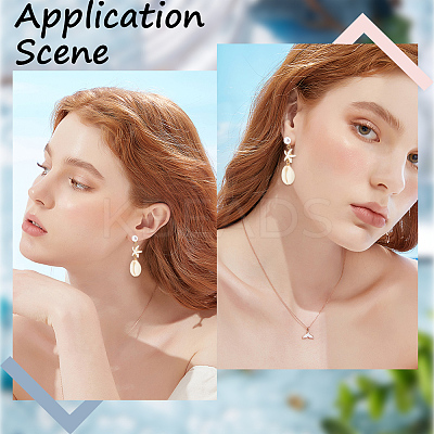 6 Pairs Natural Pearl Round Stud Earrings Findings KK-BBC0011-16-1