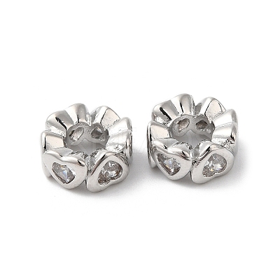 Brass Micro Pave Cubic Zirconia European Beads KK-P234-24P-1