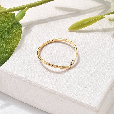 304 Stainless Steel V-shaped Plain Band Rings LS-RJEW-I110-02G-1