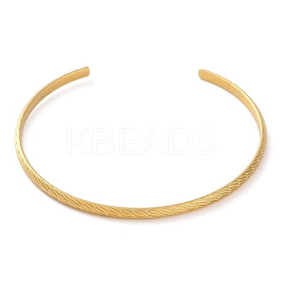 Ion Plating(IP) 304 Stainless Steel Textured Open Cuff Bangles BJEW-G714-01G-1