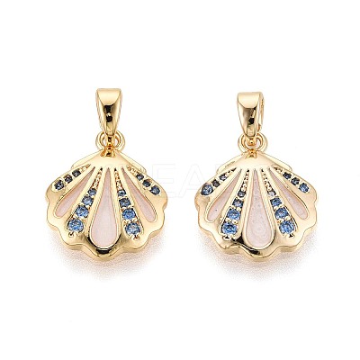 Brass Micro Pave Cubic Zirconia and Enamel Pendants KK-T072-35G-1