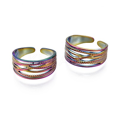 304 Stainless Steel Chunky Wide Cuff Ring RJEW-N038-102-1
