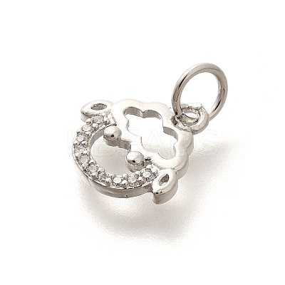 Rack Plating Brass Micro Pave Cubic Zirconia Pendants KK-H508-28P-06-1