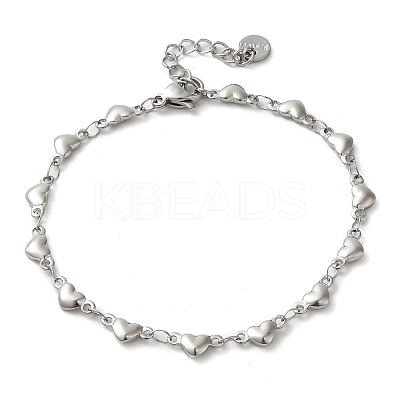 Non-Tarnish 304 Stainless Steel Heart Link Chain Bracelets for Women LS-BJEW-K237-07P-1