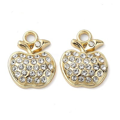 Golden Rack Plating Alloy Rhinestone Pendants PALLOY-F308-22G-03-1