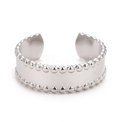 Non-Tarnish 304 Stainless Steel Flat Open Cuff Ring for Women RJEW-C025-10P-1