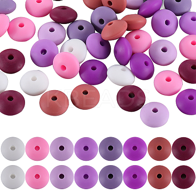 96Pcs 12 Colors Food Grade Eco-Friendly Silicone Abacus Beads SIL-SC0001-87A-1