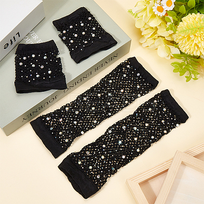 4Pairs 2 Styles Women Nylon Mesh Gloves AJEW-CY0001-08A-1