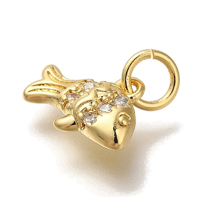 Rack Plating Brass Micro Pave Cubic Zirconia Charms KK-I720-10G-1