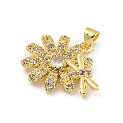 Rack Plating Brass Micro Pave Cubic Zirconia Pendants KK-G513-35G-1