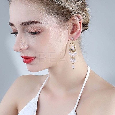 Shell Pearl Chandelier Earrings JE964A-1