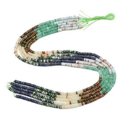 Natural Green Spot Stone & Dyed White Jade & Unakite & Lapis Lazuli & Quartz & Synthetic Shoushan Stone Beads Strands G-Z135-C04-2x4mm-1