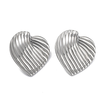 Non-Tarnish 304 Stainless Steel Heart Ear Studs for Women EJEW-P234-18P-1