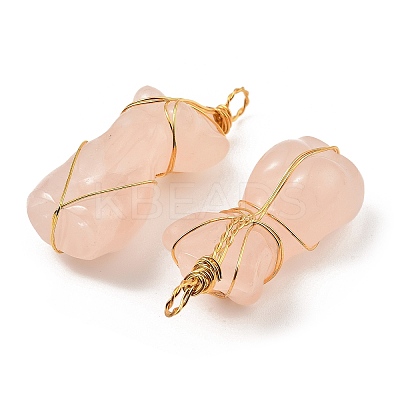 Natural Rose Quartz Pendants G-K338-30G-03-1