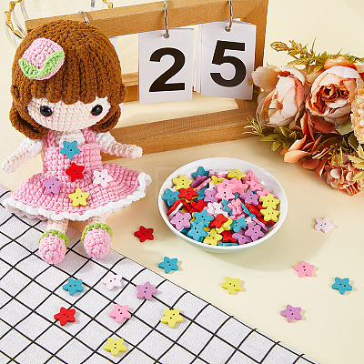 300Pcs 2-Hole Wood Buttons BUTT-SP0001-04B-1
