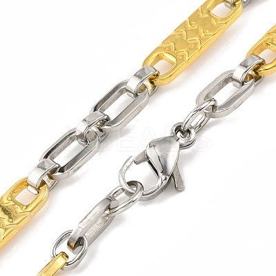 201 Stainless Steel Rectangle inks Chain Necklace NJEW-F22-39L-GP-1