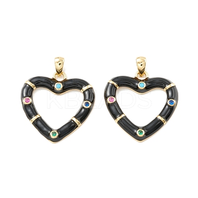 Rack Plating Brass Micro Pave Colorful Cubic Zirconia Pendants KK-D073-07G-05-1