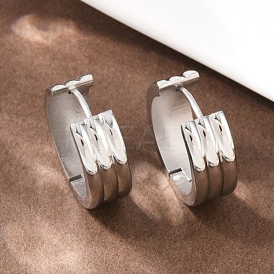 304 Stainless Steel Textured Hoop Earrings EJEW-L307-09P-02-1