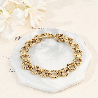 304 Stainless Steel Rolo Chain Bracelets for Women Men BJEW-F488-44G-1