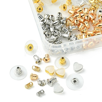 142Pcs 8 Style Brass & Silicone Earring Nuts KK-YW0001-44-1