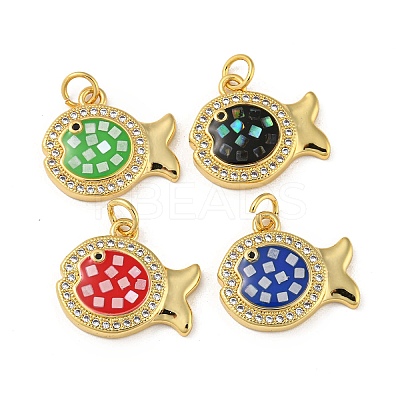Brass Micro Pave Cubic Zirconia Pendants KK-K356-20G-1