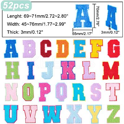 Alphabet Towel Embroidery Style Cloth Iron on/Sew on Patches DIY-WH0308-183-1