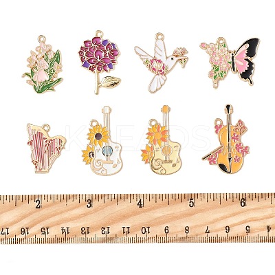 8Pcs 8 Styles Rack Plating Alloy Enamel Pendants FIND-FP0002-65-1