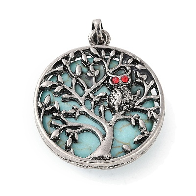 Synthetic Turquoise Tree of Life with Owl Pendants G-L524-15AS-03-1