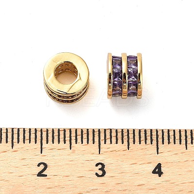 Brass Micro Pave Cubic Zirconia Beads KK-D093-04G-02-1