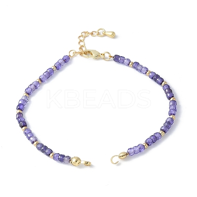 Faceted Rondelle Cubic Zirconia Beaded Bracelet Making KK-F892-25G-1