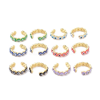 Brass Enamel Cuff Earrings KK-P205-19G-1