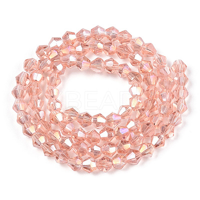 Transparent Electroplate Glass Beads Strands GLAA-F029-4mm-A15-1