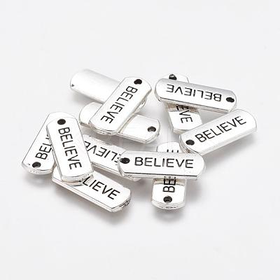 Tibetan Style Alloy Rectangle with Word Believe Pendants X-TIBEP-Q043-066-RS-1
