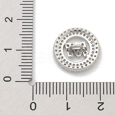 Rack Plating Brass Micro Pave Clear Cubic Zirconia Buttons KK-K293-12A-P-1