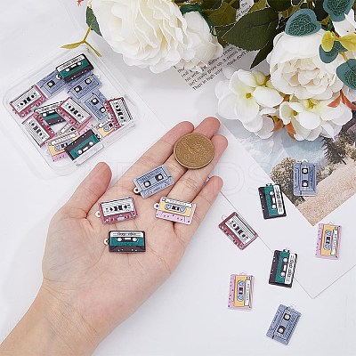 24pcs 4 Colors Baking Paint Alloy Pendants FIND-DC0003-84-1
