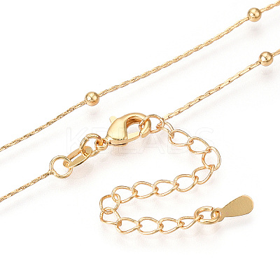 Brass Ball Boston Link Chain Necklaces NJEW-N054-14G-1