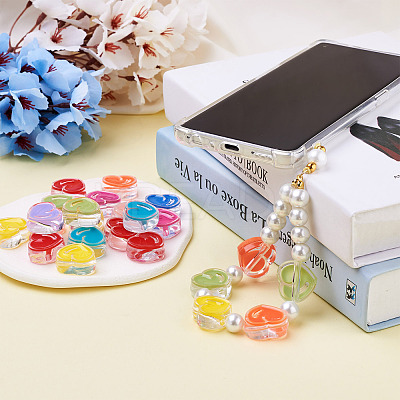 90Pcs 9 Colors Transparent Enamel Acrylic Beads TACR-CD0001-06-1