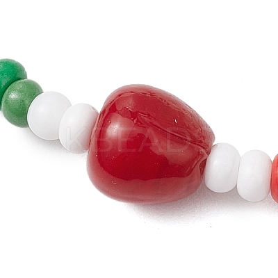 Christmas Glass Seed & Handmade Lampwork Beads Stretch Bracelets for Women BJEW-MZ00197-03-1
