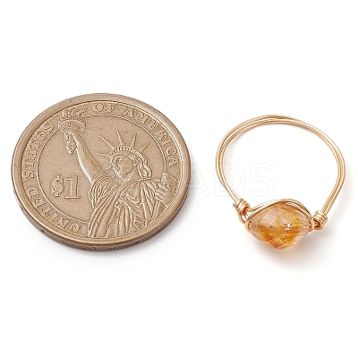 Oval Natural Citrine Finger Rings RJEW-JR00796-1