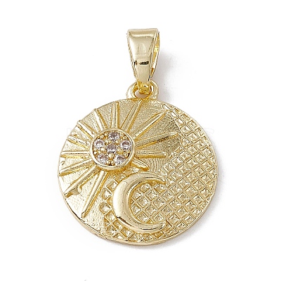 Rack Plating Brass Cubic Zirconia Pendants KK-M236-06G-1