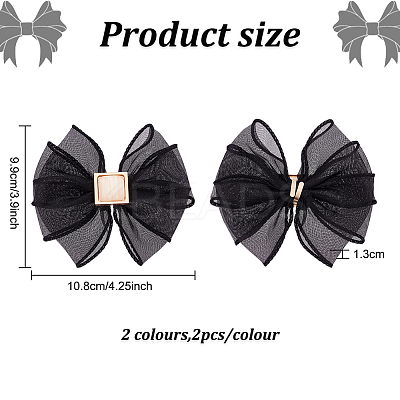 4Pcs 2 Colors Polyester Tulle Bowknot Shoe Decorations FIND-FG0002-53-1