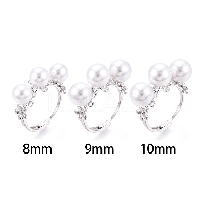 Flower Brass Micro Pave Clear Cubic Zirconia Adjustable Ring Settings KK-T076-57P-1