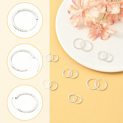 24Pcs 3 Styles Brass Textured Hoop Earrings EJEW-SC0010-89S-1