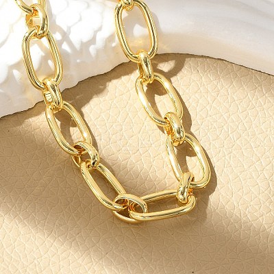 Brass Oval Link Chain Bracelets for Women Men BJEW-K273-15G-1