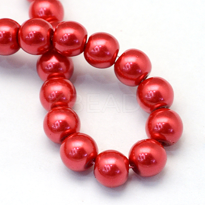 Baking Paint Pearlized Glass Pearl Round Bead Strands X-HY-Q330-8mm-74-1