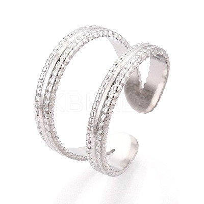 Adjustable 304 Stainless Steel Cuff Rings for Women RJEW-N052-25P-1