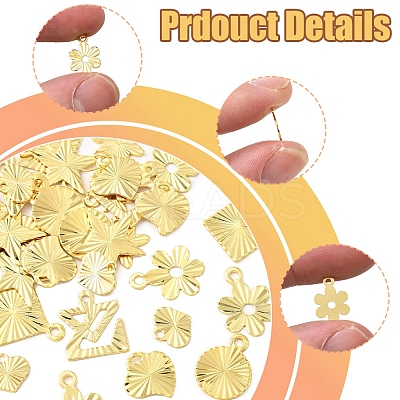 32Pcs 8 Styles Rack Plating Brass Charms KK-FS0001-53-1